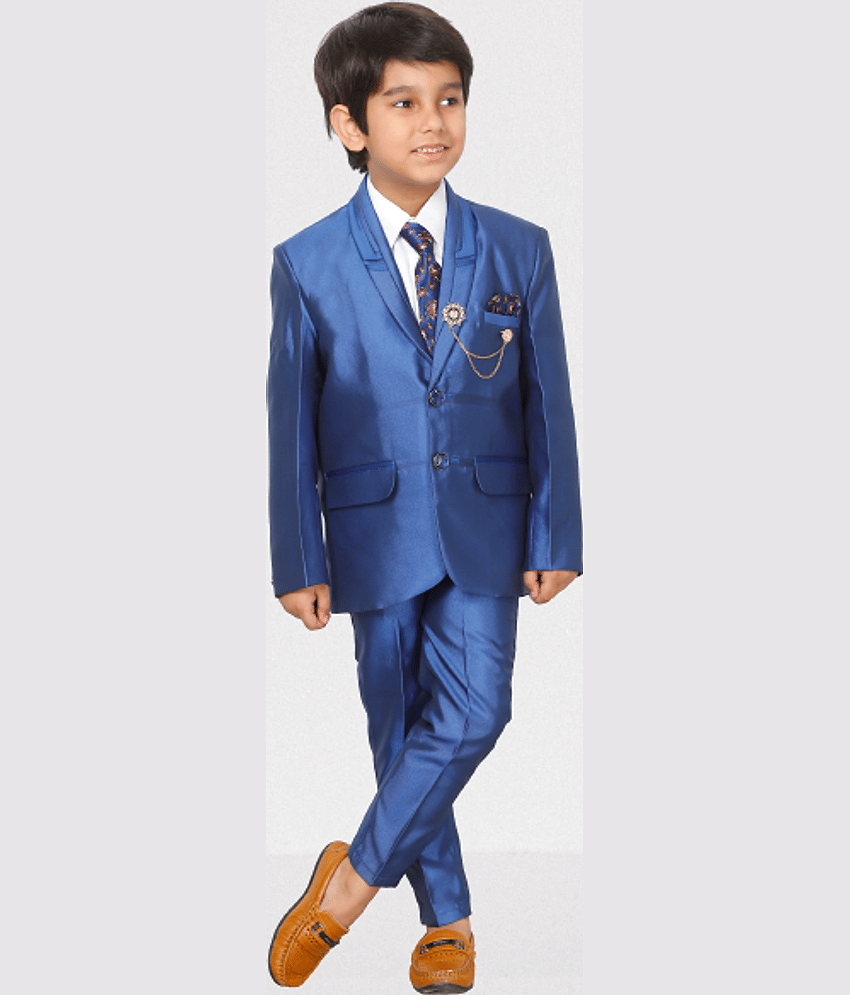 DKGF Fashion Boys Polyester Suit ( Pack of 1 , Royal Blue )