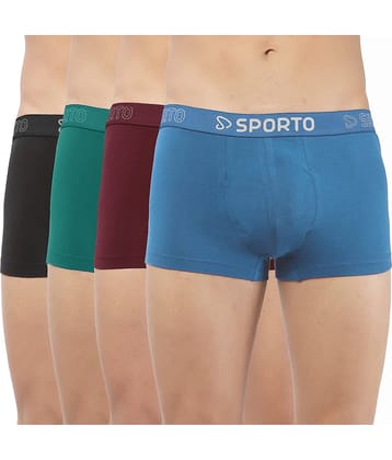 Macho Sporto Pack of 4 Cotton Trunks For Men's ( Multicolor )