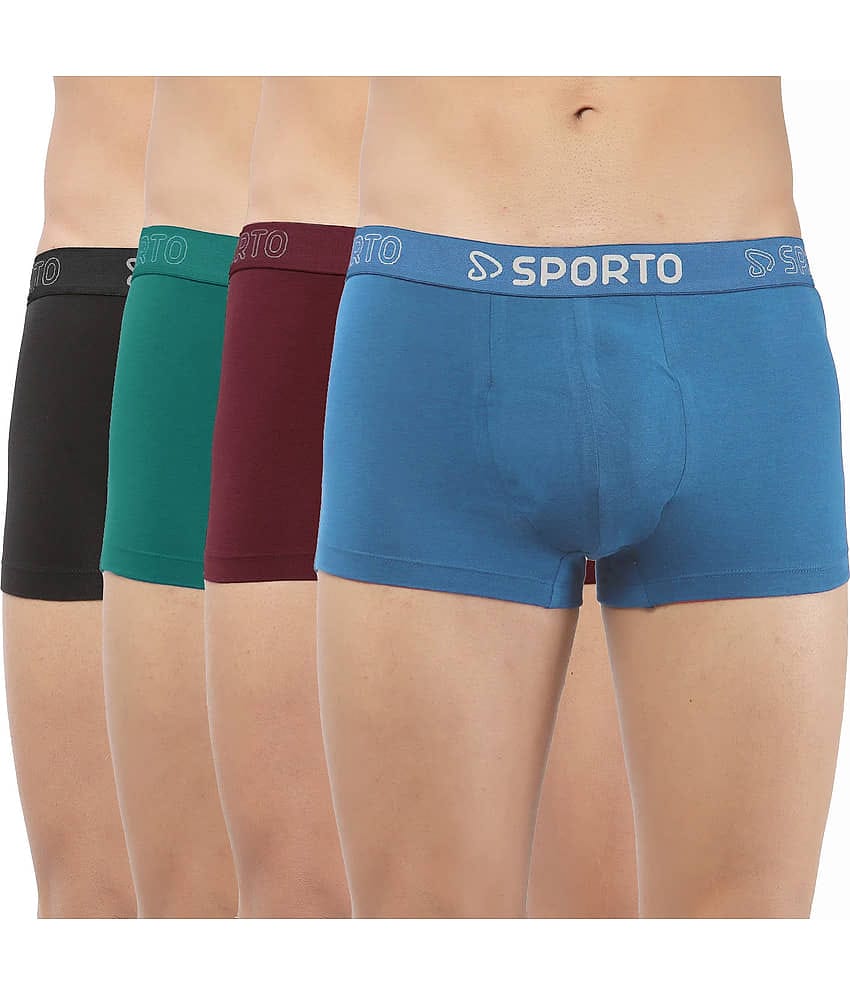 Macho Sporto Pack of 4 Cotton Trunks For Men's ( Multicolor )