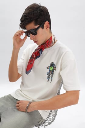 Cosmic Journey Drop Shoulder T-Shirt - White-XXL