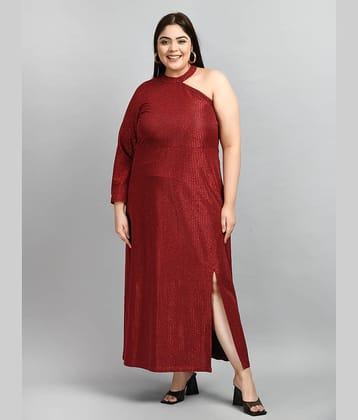 PrettyPlus by Desinoor - Red Polyester Women's Side Slit Dress ( Pack of 1 )