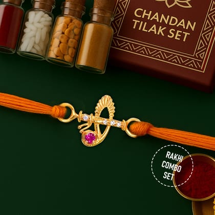 Silver 92.5 Silver Flute Rakhi with Chandan Tilak Set