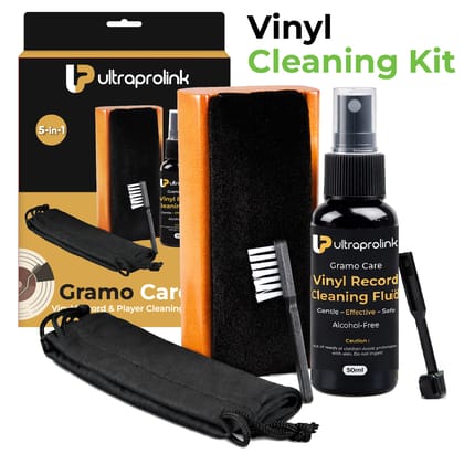 Vinyl Records Care Kit - Vevet brush with wooden handle, 50ml cleaning solution, stylus brushes & carry pouch GK1250