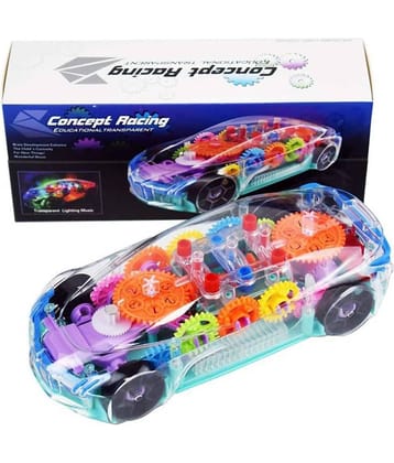 AURAPURO Transparent Concept car 3D Super Car Toy, Car Toy for Kids with 360 Degree Rotation, Gear Simulation Mechanical Car, Sound & Light Toys for Kids Boys & Girls