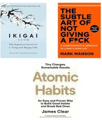Combo Of 3 Books ( Ikigai Japanese + The Subtle Art of Not Giving a F*ck + Atomic Habits ) English Novel For paperback