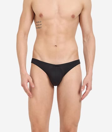 La Intimo Pack of 1 Nylon Briefs For Men's ( Black )