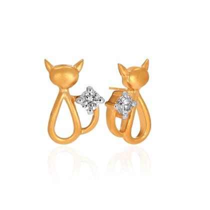 Senco Gold 14K Yellow Gold Kids Diamond Studs Earrings (0.8 gram / 0.07 Ct / HI-SI / 14K Yellow Gold)