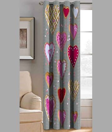 BELLA TRUE Abstract Printed Semi-Transparent Eyelet Curtain 5 ft ( Pack of 1 ) - Multicolor
