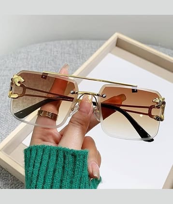 Elligator Gold Rectangular Sunglasses ( Pack of 1 )