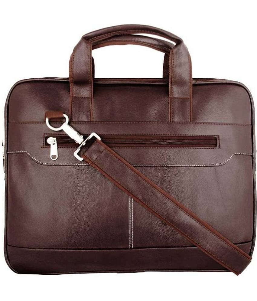 Venue Brown P.U Leather Office Laptop Bag With String 15 Inch/Side Bag Cross Bag Men Man Side Bag Gents Bag Men Side Bag One Side Bag Men Carry Bag Men