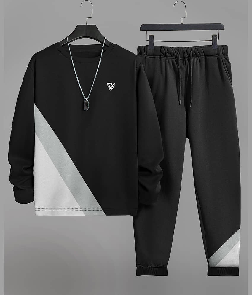 Eyebogler Black Polyester Regular Fit Men's Tracksuit ( Pack of 1 )