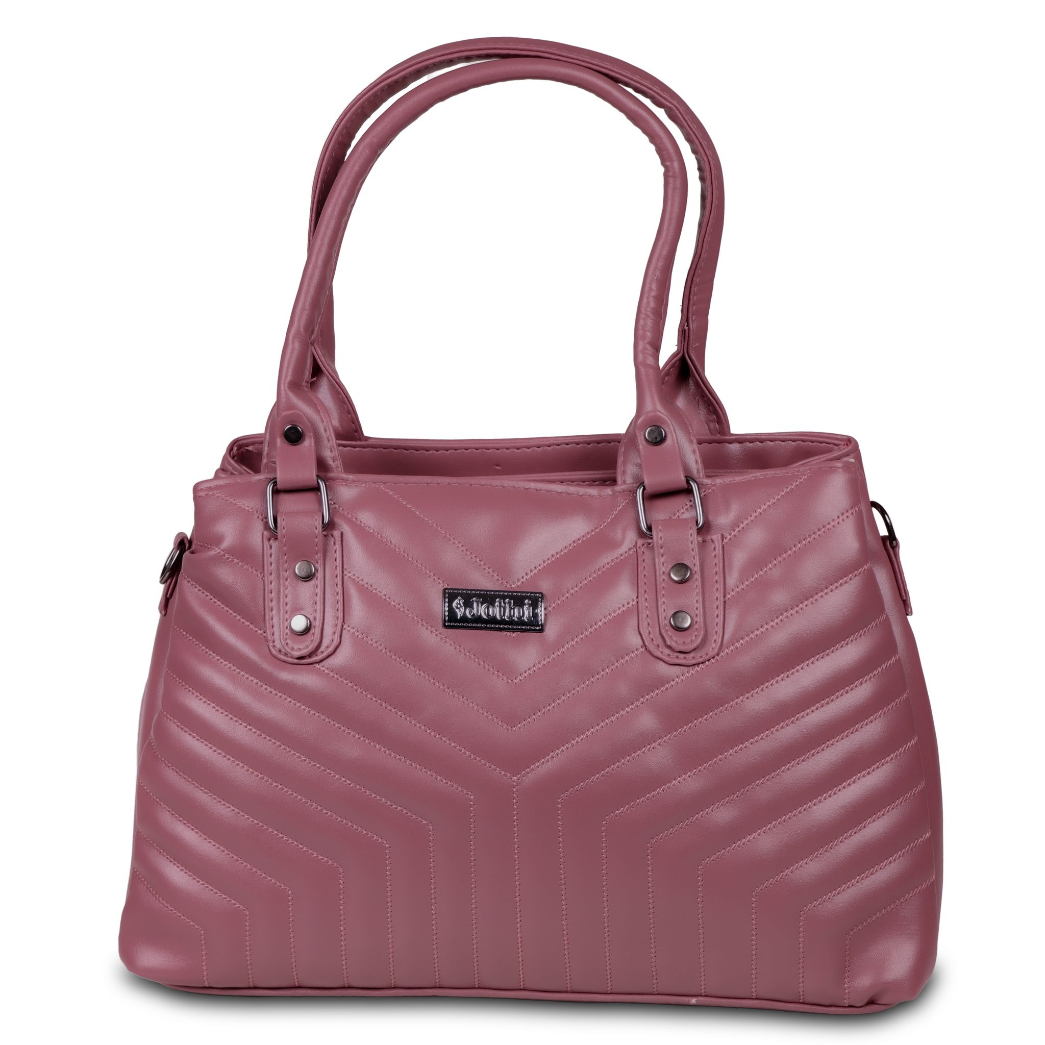 Jothi Arrowyn Premium Womens Handbag | 3-Compartment Quilted Synthetic Leather Tote | Semi-Gloss Finish | Water-Resistant | Soft Base | Dusty Pink