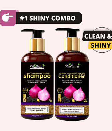 Phillauri Red Onion Shampoo and Conditioner - Strength & Growth Formula - Free from Mineral Oils, Sulphates & Parabens - For All Hair Types