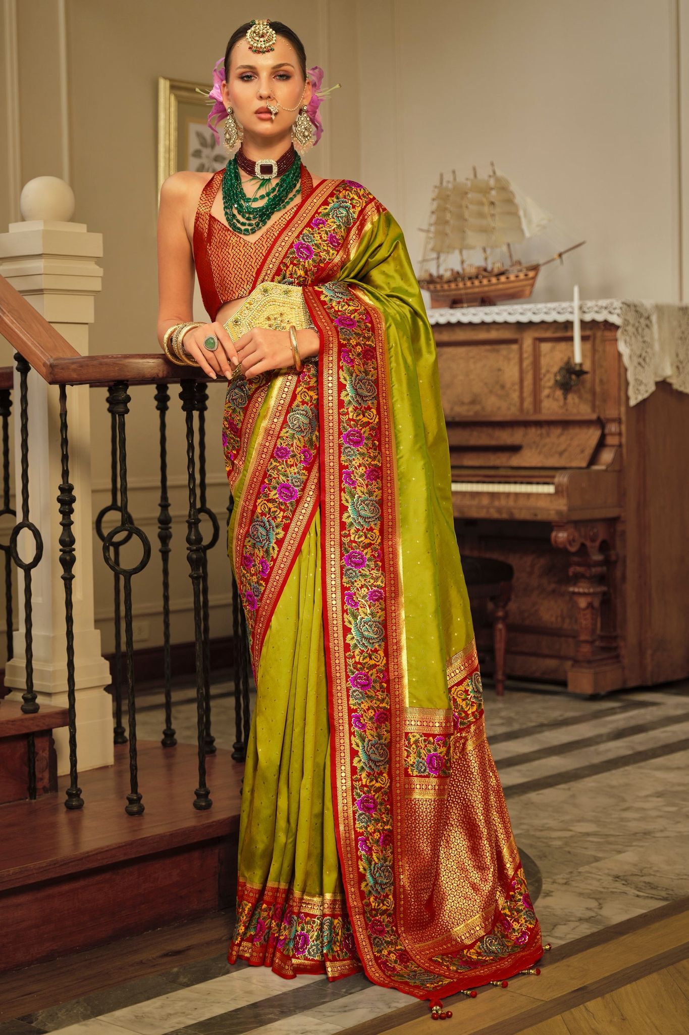 Green Woven Banarasi Saree