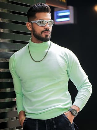 Light Green High Neck Sweater - L