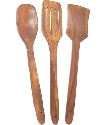 Buzykart - Brown Wood Flipper Spatula ( Pack of 3 )