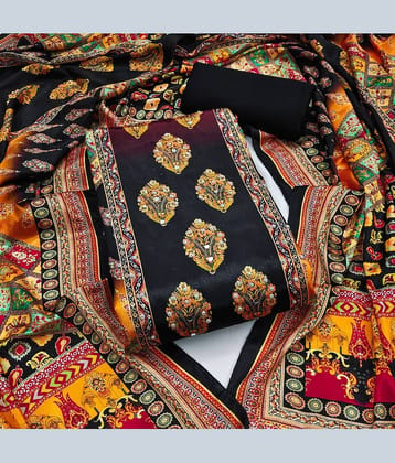 Rangtulika Ethnics Women Chiffon Unstitched Dress Material ( Black )