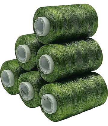 PRANSUNITA Polyster Silk (Resham) Twisted Hand & Machine Embroidery Shiny Thread ( Pack of 6 )