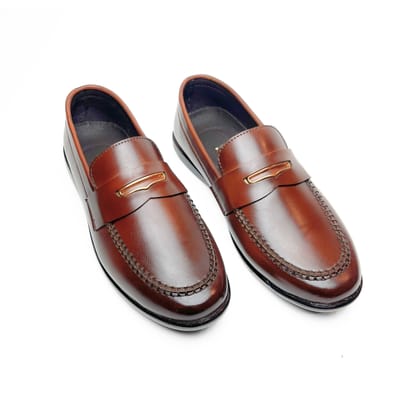 Rustic Charm Vegan Leather Loafers (Tan)(1005)-6