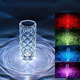 Elecsera Crystal Rose Diamond Color Changing RGB Mode LED Crystal Night Lamp Table Lamp (10 cm, Multicolor)