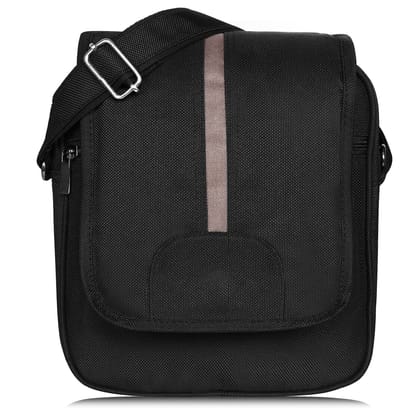 Black Stylish PVC Coated Matty Fabric Cross Body Sling Bag For Men SL09