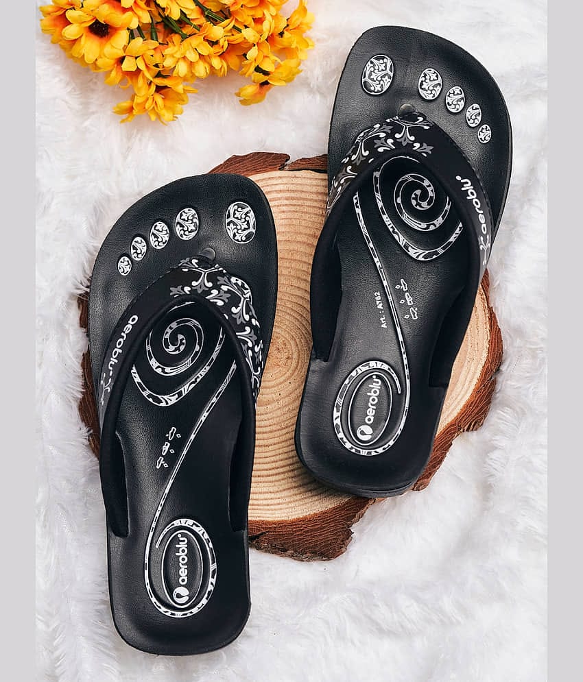 Aeroblu Footwear AEAT62 Black Women's Open Toe Flats