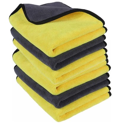 Rudra Microfiber Cleaning Cloths, 600gsm Ultra-Thick Drying Towel Car, Home Polishing Dry Microfiber Cleaning Cloth (6 Units)