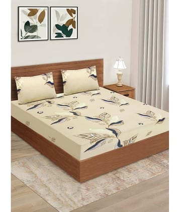 Home Candy Microfiber Nature Double Bedsheet with 2 Pillow Covers - Tan