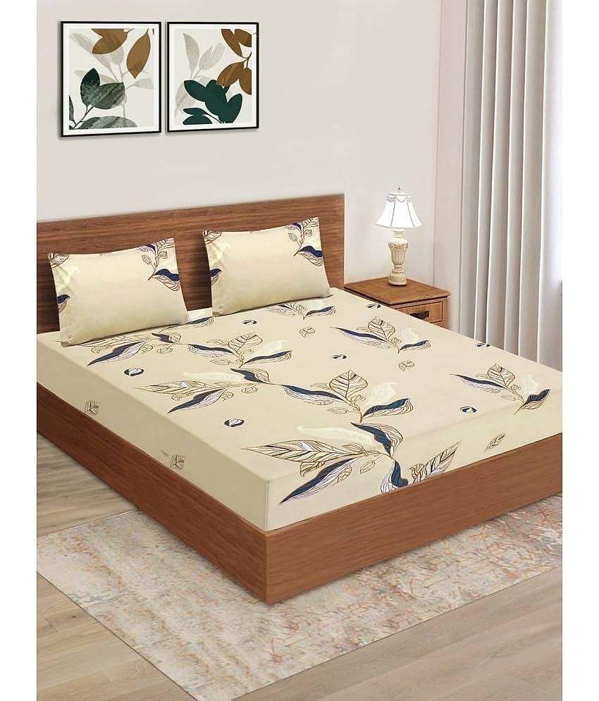 Home Candy Microfiber Nature Double Bedsheet with 2 Pillow Covers - Tan