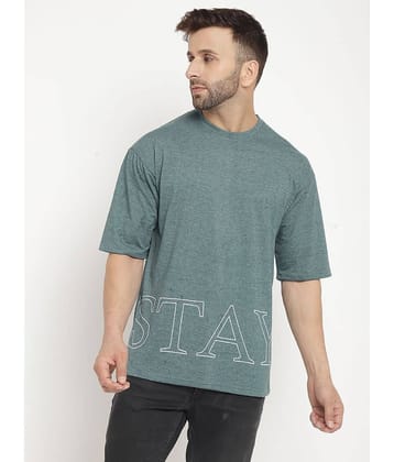 Gritstones Pack of 1 Cotton Blend Oversized Fit Men's T-Shirt ( Melange Green )