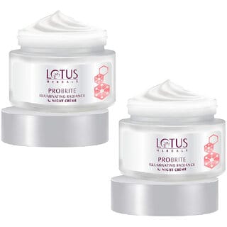 Lotus Herbals Probrite Illuminating Radiance Night Cream  Preservative Free  For All Hair Types  50G ( Pack Of 2 )