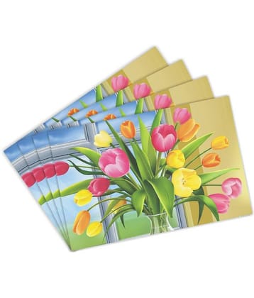 Crosmo PVC Floral Table Mats ( 44 cm x 29 cm ) Pack of 4 - Multi