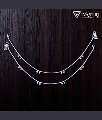 VIVASTRI Silver Anklets ( Pack of 2 )