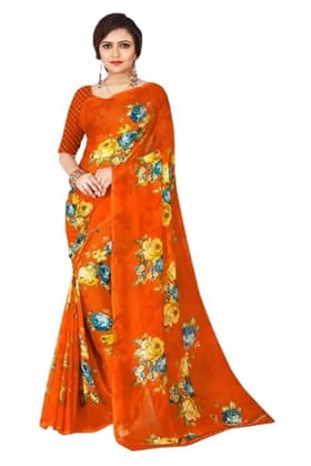 Womne'sGeorgette Saree With Blouse Piece