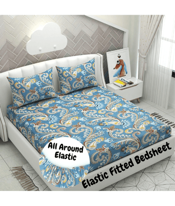 Apala Microfibre Floral 1 Bedsheet with 2 Pillow Covers - Sky Blue