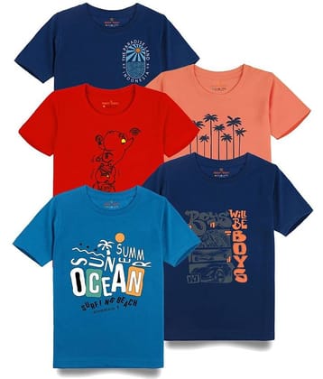 KIDDY VIDDY Pack of 1 Boys Cotton T-Shirt ( Teal )