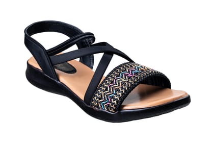 Titas Ladies Black Sandal-Black / 5