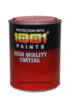 1001 Boiler Paint Ex. Black I Uses: Recommended on Boiler ext, geyser ext., condensers, air coolers, cold water tanks, centrifugal pumps, piping, stoker wind boxes, ducting, etc.Temp. Resist: Upto 230 C dry heat and 50 C wet heat. (1 Ltr) 1001 Boiler Paint Ex. Black I Uses: Recommended on Boiler ext, geyser ext., condensers, air coolers, cold water tanks, centrifugal pumps, piping, stoker wind boxes, ducting, etc.Temp. Resist: Upto 230 C dry heat and 50 C wet heat. (1 Ltr)