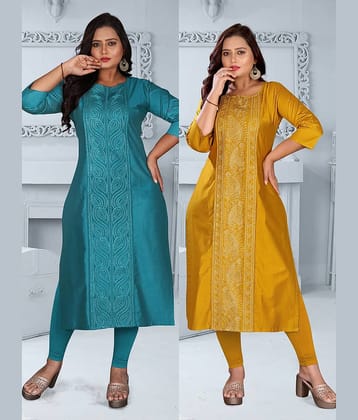 Hetsa Women Chanderi Embroidered A-line Kurti ( Multicolor )