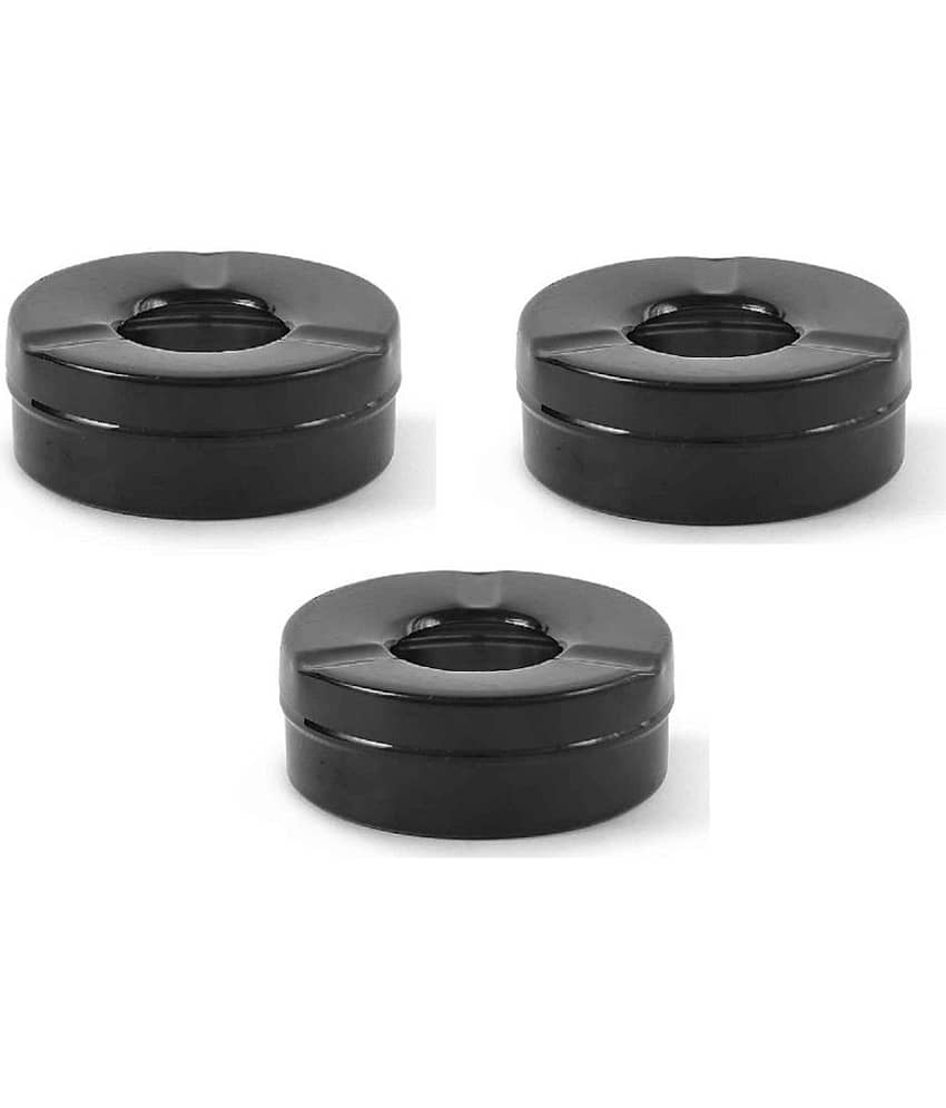 Dynore Stainless Steel Black Matt Lid Ash Tray- Set of 3