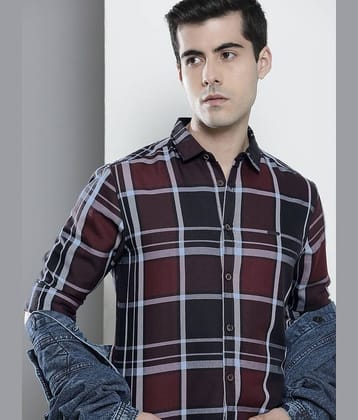 The Indian Garage Co Men Burgundy Checked Casual Shirt