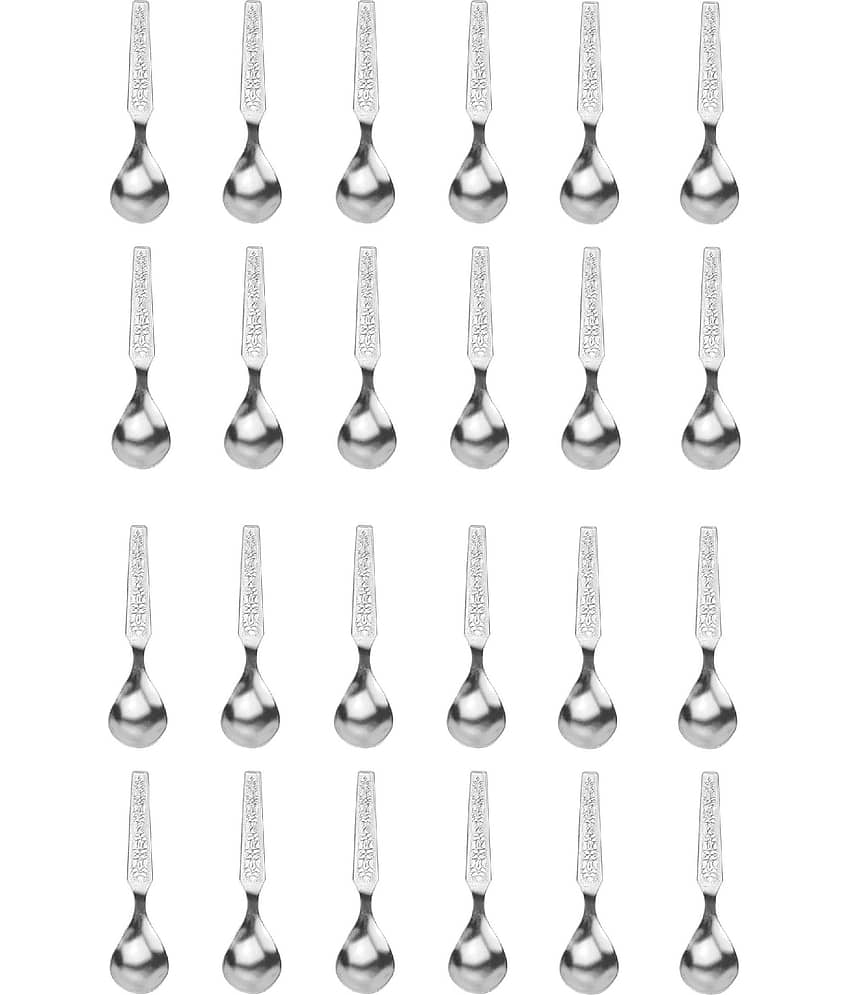 Dynore Silver Stainless Steel Coffee Spoon ( Pack of 24 )