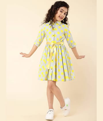 A.T.U.N. Cotton Shirt Dress For Girls ( Pack of 1 , Blue )