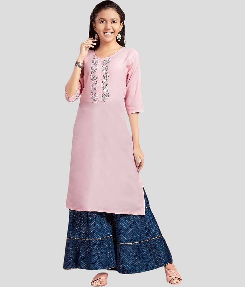 Aarika Girls Cotton Kurta and Sharara Set ( Pack of 1 , Pink )