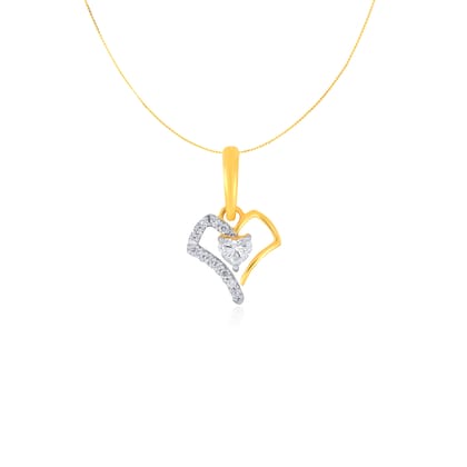 Senco Gold Abstract Adore Diamond Pendant (0.8 gram / 0.24 Ct / H-VS / 18K Yellow Gold)