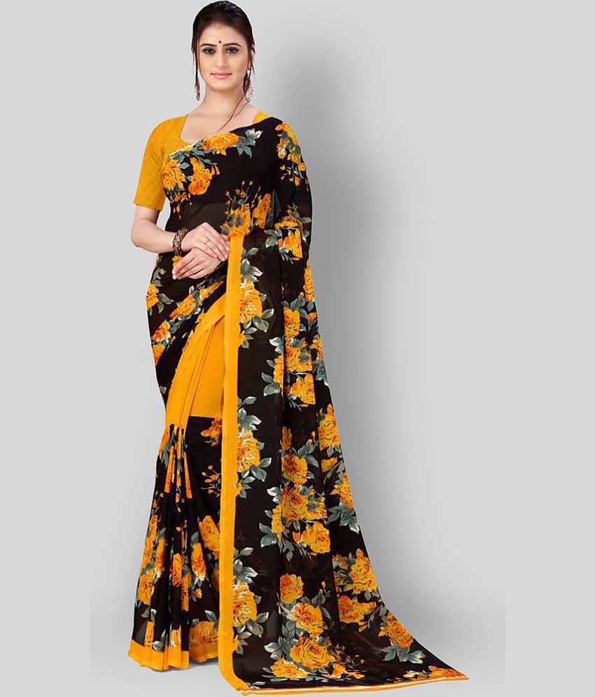 ANAND SAREES Georgette Printed Saree With Unstitched Blouse Piece ( Multicolor )