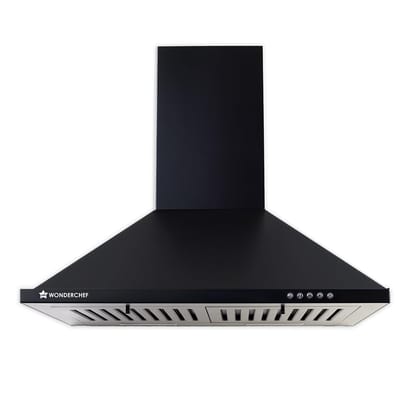 Wonderchef Power Elite Chimney | 60cm |1050 m3/hr| Baffle Filter | 3 Speed Push Button Controls | Powerful Suction | Low Noise| 7 Year Wr | Black Wonderchef Power Elite Chimney | 60cm |1050 m3/hr| Baffle Filter | 3 Speed Push Button Controls | Powerful S