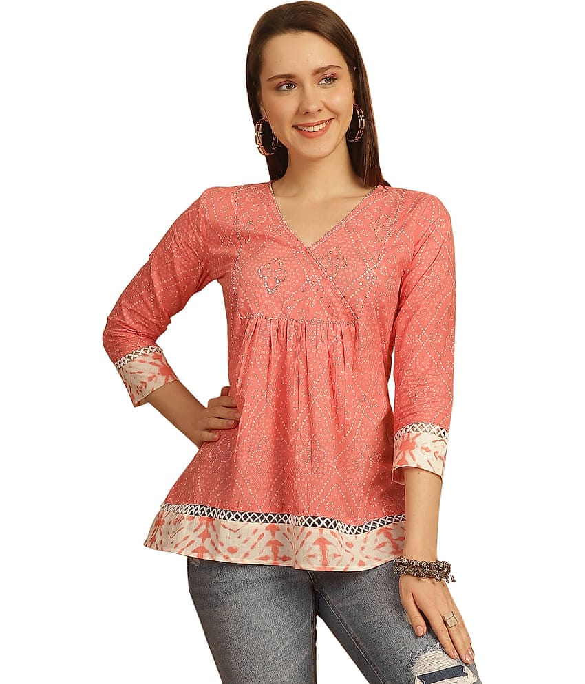 wonder weave Peach Cotton Women's Regular Top ( Pack of 1 )