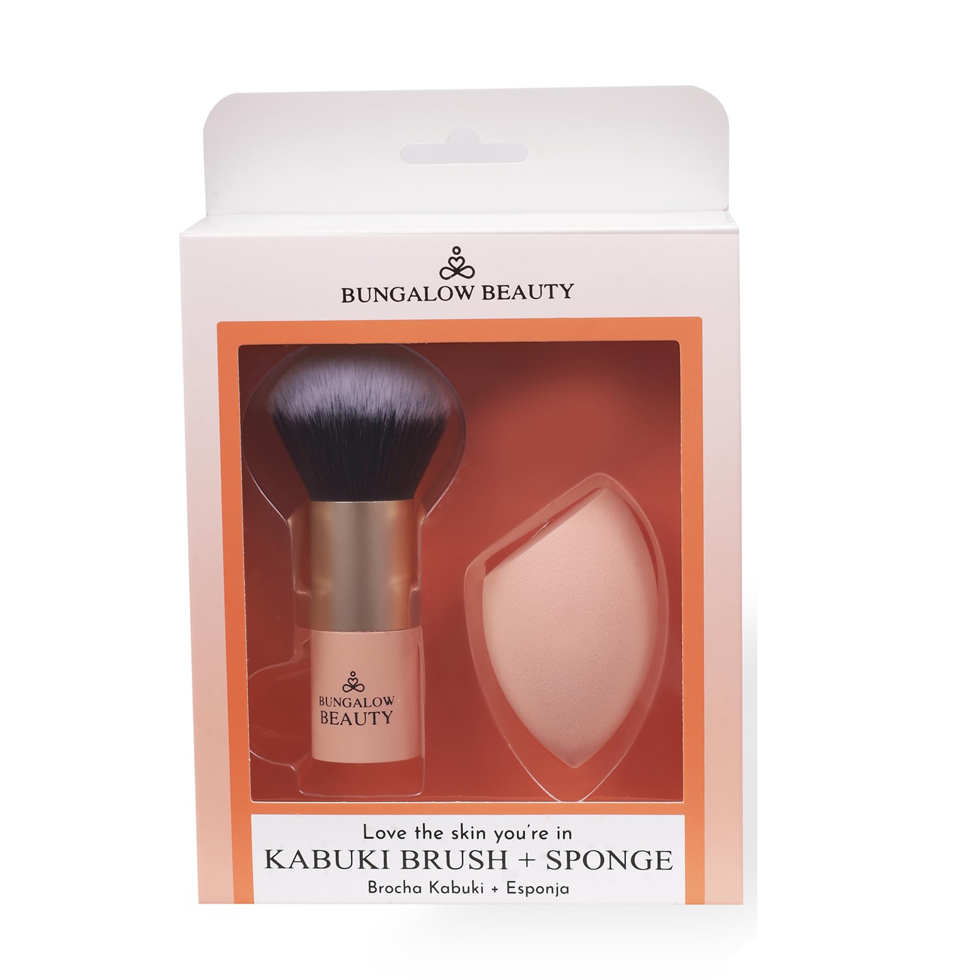 BUNGALOW BEAUTY Premium Kabuki Brush & Blender Set | All Face Makeup & Foundation Brush for Liquid, Cream and Powder Face Makeup | Wet or Dry Makeup