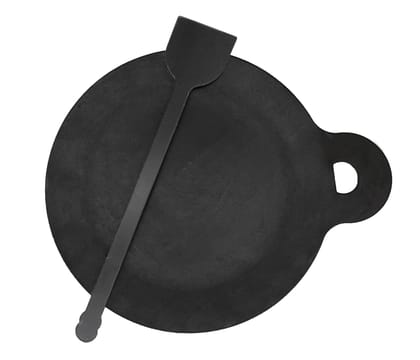 Trilonium Ecofe Iron Induction Compatible Dosa, Pizza, Roti Tawa with Turner Ladle (Black, 28 cm)